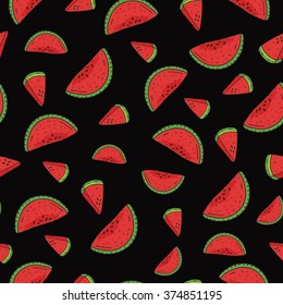 Watermelon pattern vector black background
