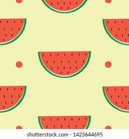 Watermelon  Pattern Vector illustration. watermelon slices on yellow background. - Векторная графика