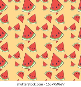 Watermelon Pattern Vector illustration. watermelon slices 