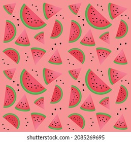 Watermelon pattern vector pink background