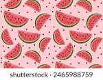 Watermelon pattern. Vector summer pattern.