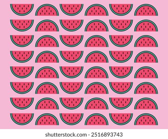 Watermelon pattern. Vector summer pattern.