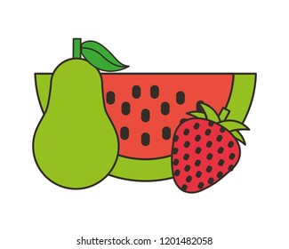 watermelon pear and strawberry fresh