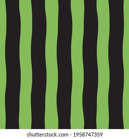 Watermelon peel Vector seamless pattern in flat design Striped texture in two-tone Black and greens colors