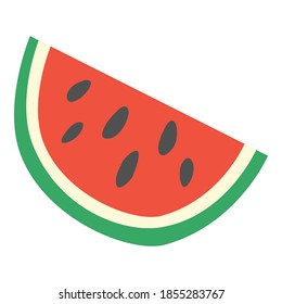 Watermelon piece icon. Cartoon and flat of watermelon piece vector icon for web design isolated on white background