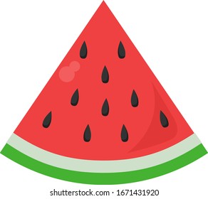 Watermelon piece, illustration, vector on white background.