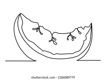 Watermelon a Piece Slice of Watermelon Continuous Line Drawing isolated minimalistic trendy style Vector Illustration Black on White