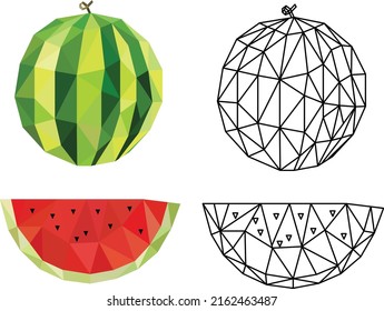 watermelon and a piece of watermelon from triangles