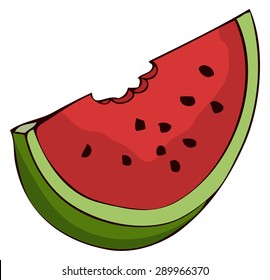 Watermelon Piece, Vector Illustration isolated on White Background. 