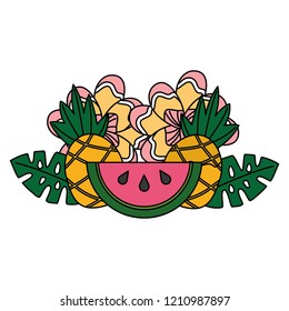 watermelon pineapple flowers tropical summer