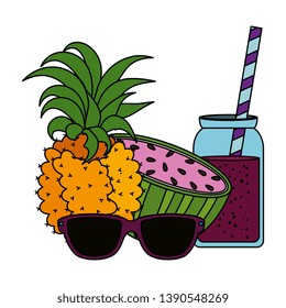 watermelon and pineapple juice with pot and sunglasses