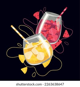 watermelon and pineapple juices drinks