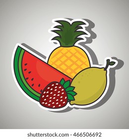Watermelon, pineapple, lemon and strawberry, Nutritive food design, vector illustration eps10 graphic 