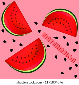 Watermelon, pink background
