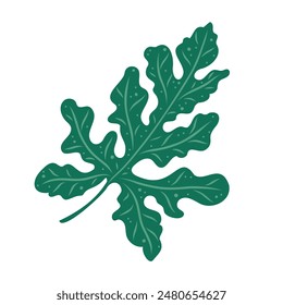 Watermelon plant leaves drawing. Flat vector  illustration for summer designs, icons, logos, prints, stickers.
