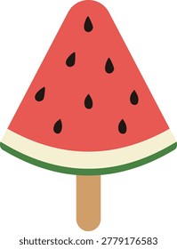 Watermelon popsicle ice cream flat vector design illustration