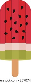 Watermelon Popsicle, Watermelon ice cream vector, frozen popsicle. red popsicle.