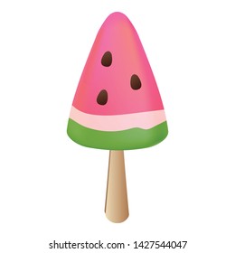 Watermelon popsicle icon. Cartoon of watermelon popsicle vector icon for web design isolated on white background