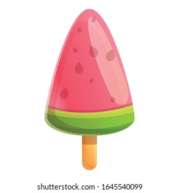 Watermelon popsicle icon. Cartoon of watermelon popsicle vector icon for web design isolated on white background