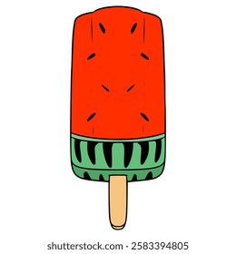 watermelon popsicle illustration hand drawn isolated vector