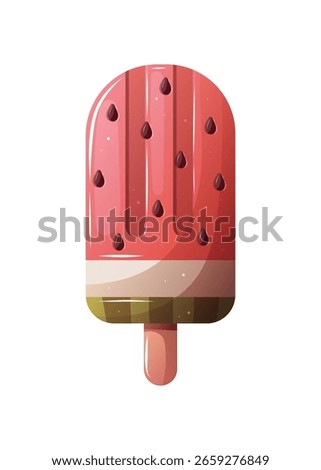 Watermelon popsicle isolated on white. Vector illustration.