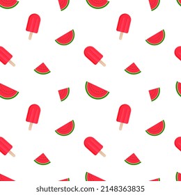 watermelon and popsicle seamless repeat pattern, summer time seamless repeat pattern for packaging, backgrounds, textile.