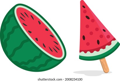 watermelon popsicle vector art and illustration