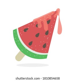 Watermelon popsicle vector illustration cartoon isolated on white background. Watermelon ice cream vector. 