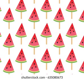 Watermelon popsicles and seeds background. Summer vector background