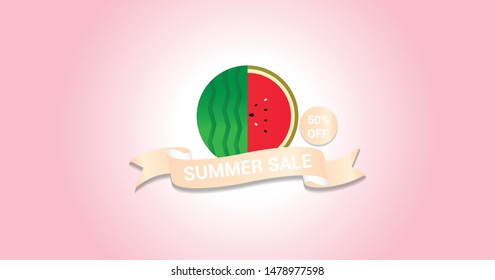 
watermelon poster with a map decoration that reads summer sale