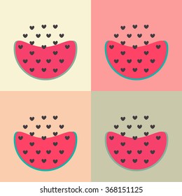 Watermelon rain backgrounds collection. Collection in retro style. Vector illsutration, eps 10
