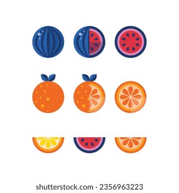 Watermelon and range flat illustration on white background