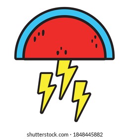watermelon with rays pop art style icon vector illustration design