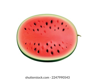 Watermelon realistic composition with isolated juicy fruit image on blank background vector illustration