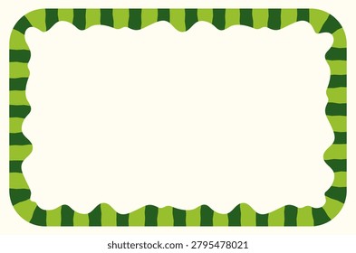 Watermelon rectangle frame; Summer fruit vector wavy border; Cute label; invitation element for kids designs
