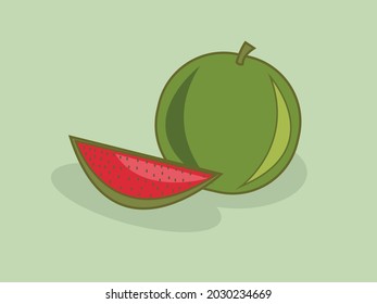 Watermelon with red flesh and green casing