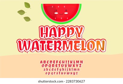 Watermelon red fruit unique vector alphabet