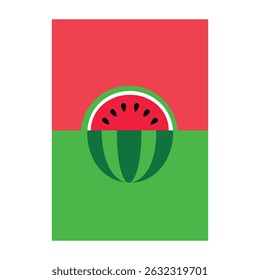 watermelon with red and green background vector illustrator  