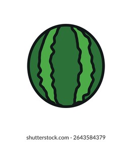 Melancia em vermelho, verde e tons apresenta um ícone de fruta vibrante e com água na boca.