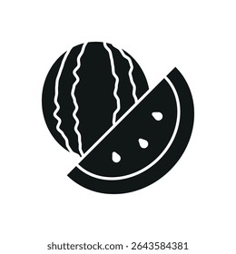 Melancia em vermelho, verde e tons apresenta um ícone de fruta vibrante e com água na boca.