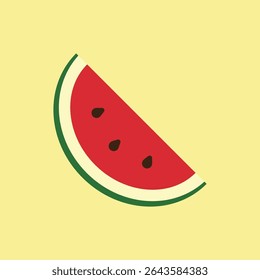 Watermelon in red, green, and tones presents a vibrant and mouthwatering fruit icon.