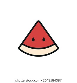 Melancia em vermelho, verde e tons apresenta um ícone de fruta vibrante e com água na boca.