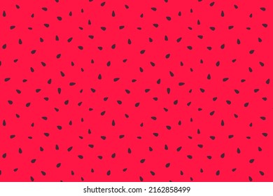 Watermelon red pattern horizontal background. Vector summer fresh fruits backgrounds. Watermelon pulp with black seed texture hand drawn backdrop.