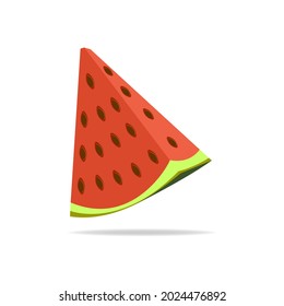 Watermelon red slice verano diseño aislado icono positivo graciosa ilustración de vector plano sobre fondo blanco