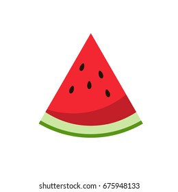 Watermelon red slice summer isolated icon design positive funny flat vector illustration on white background