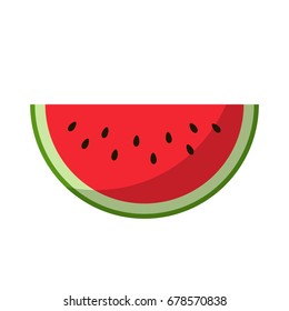Watermelon red slice summer isolated icon design positive funny flat vector illustration on white background