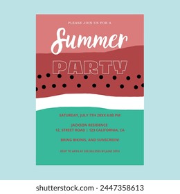 Watermelon Red Summer Party Invitation