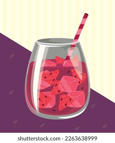 watermelon refresh juice with straw