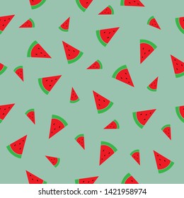 Watermelon repeated pattern in light green background