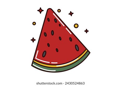 Watermelon Retro Flat Sticker Design